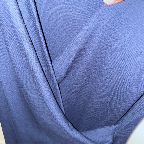 Michael Stars Abby Ribbed Faux Wrap Navy Dress. Size Large Petite. - Picture 6 of 12